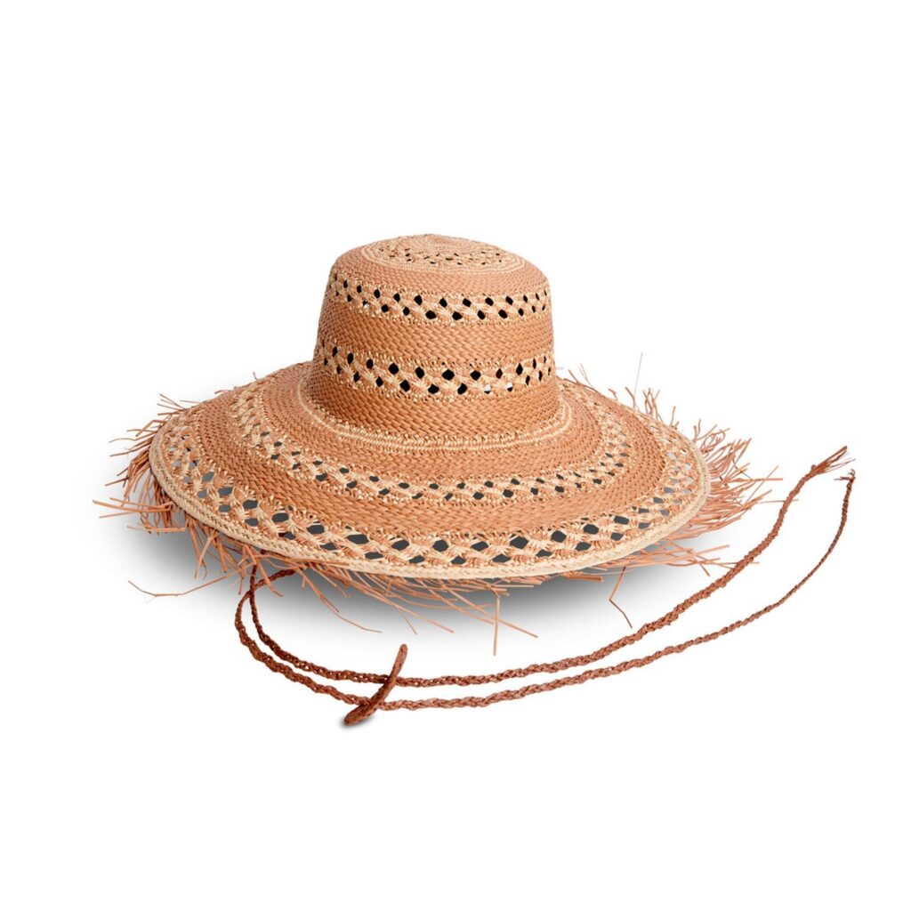 Openwork Natural Wide Brim Straw Hat