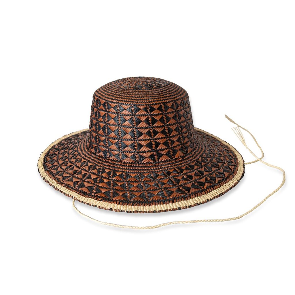 Black Brown Crown Natural Straw Brim Hat