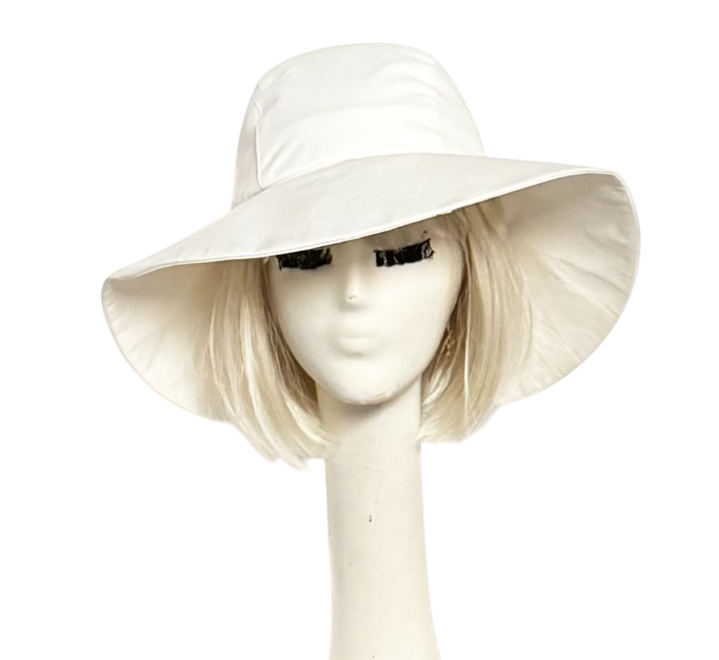 White Sun Hat with Packable Brim