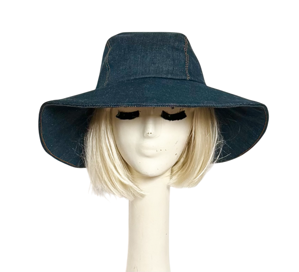 Blue Jean Sun Hat with Satin Lining