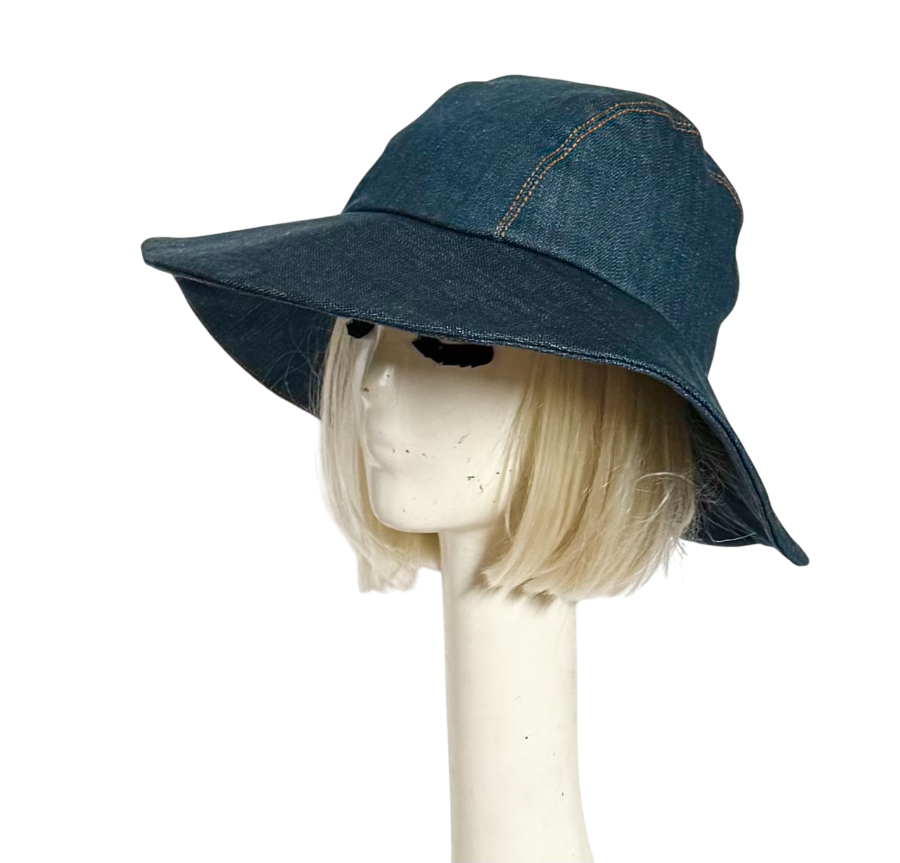 Blue Jean Sun Hat with Satin Lining