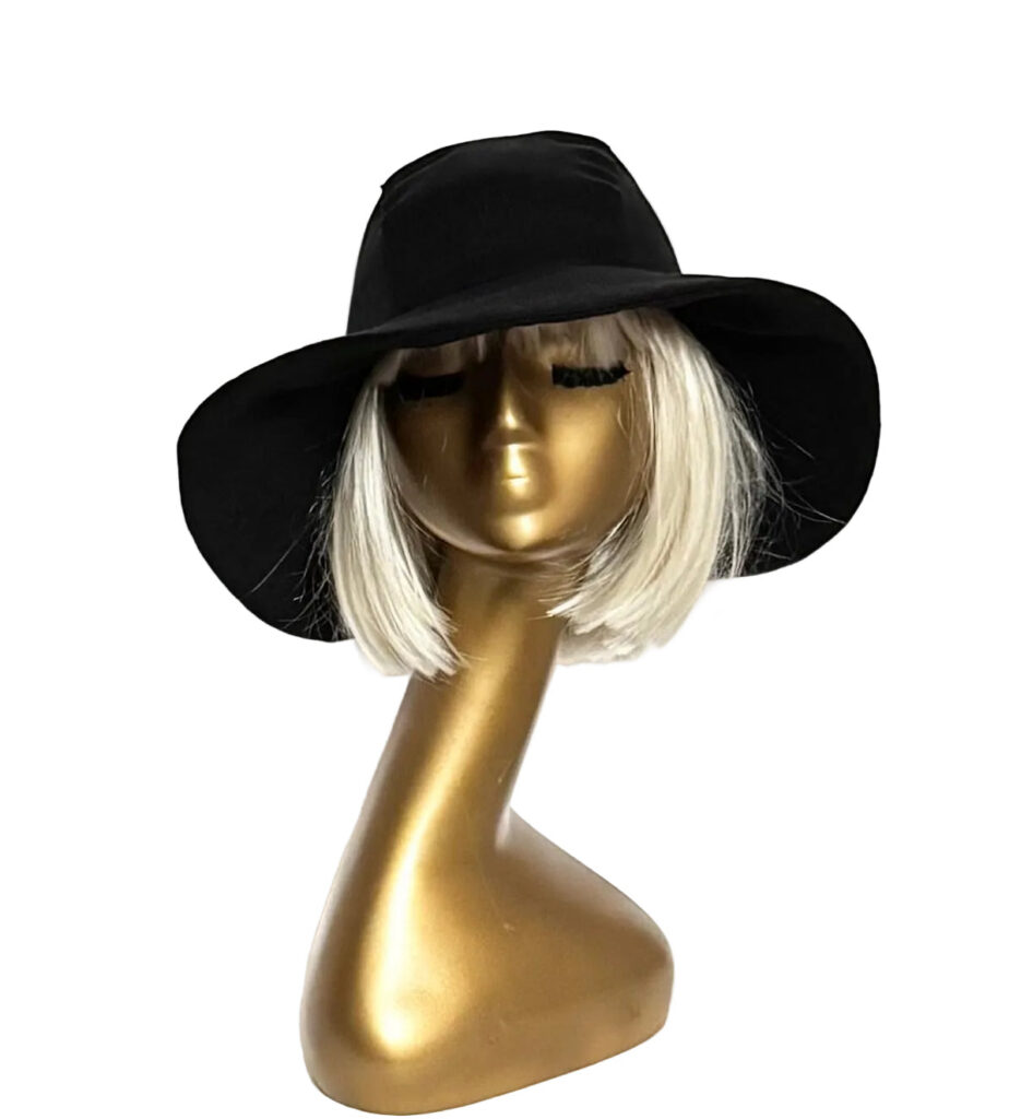 Linen Black Sun Hat with Packable Brim