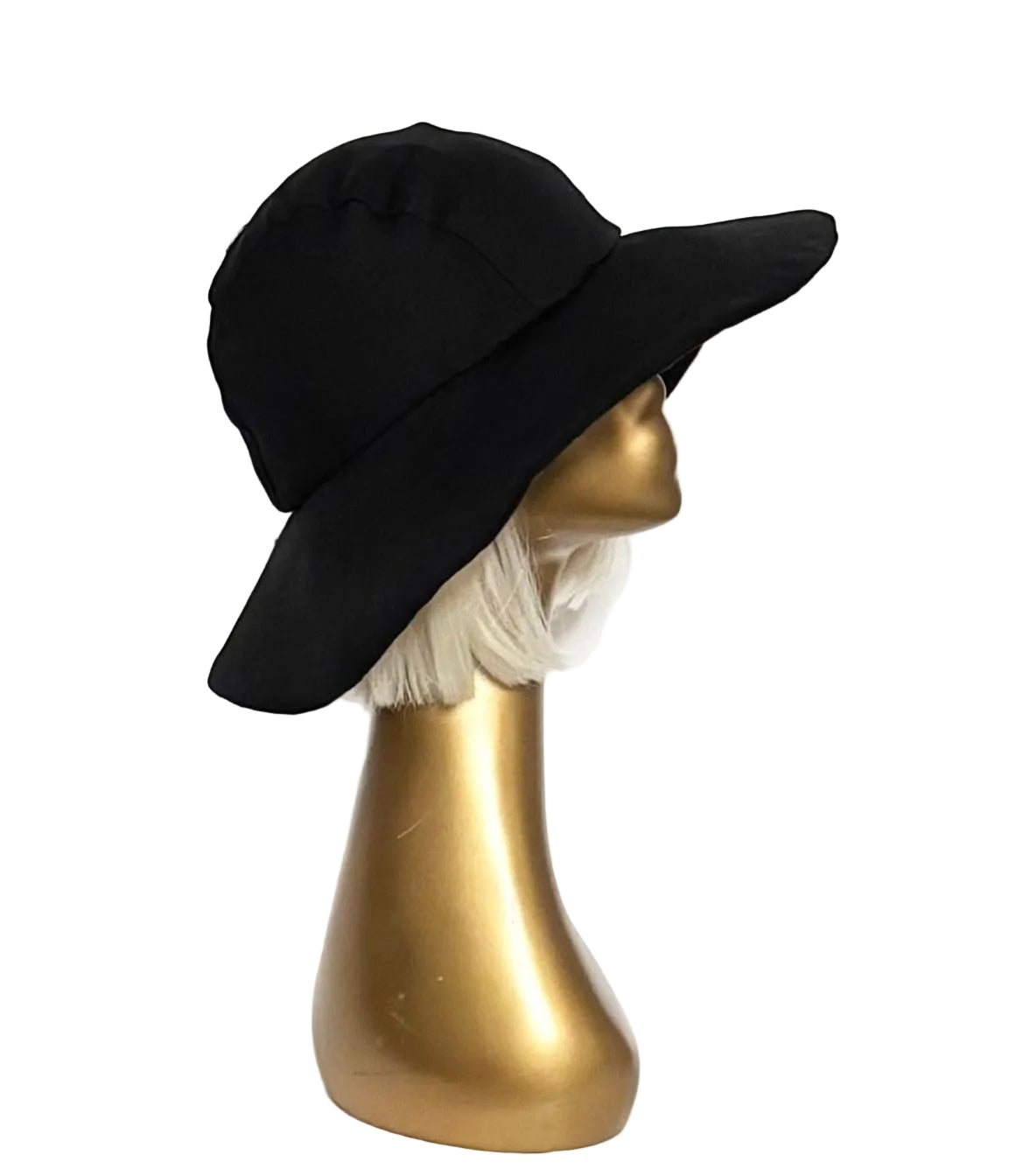Linen Black Sun Hat with Packable Brim