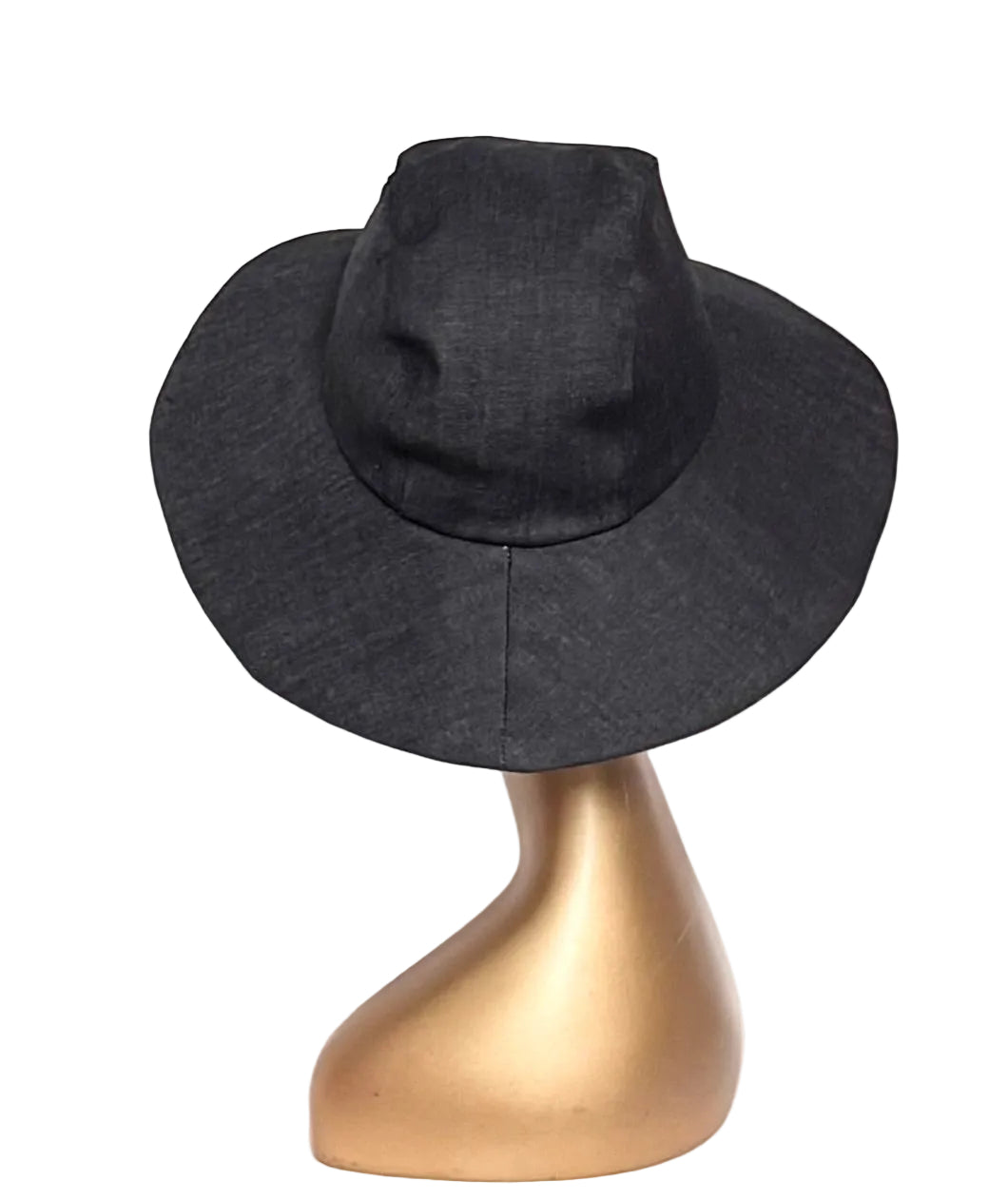 Black Denim Sun Hat with Satin Lining