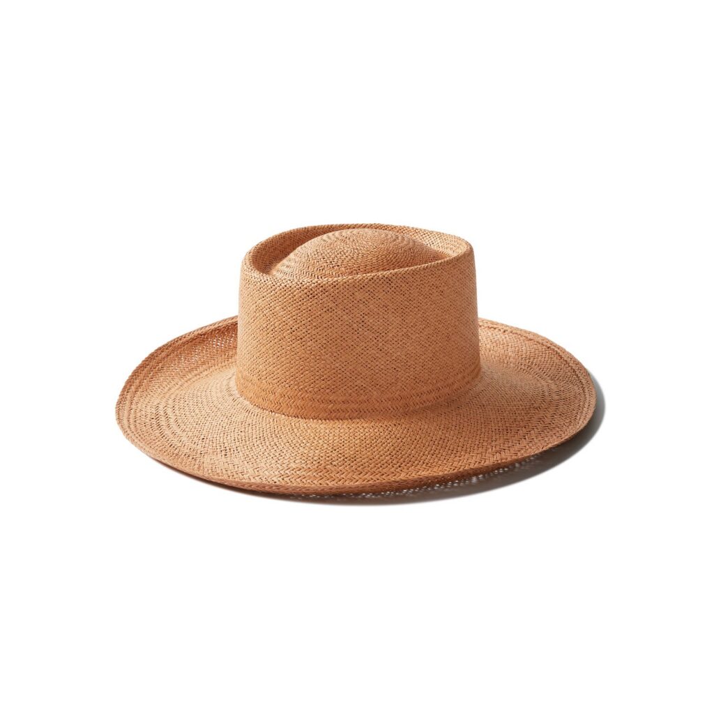 Ventilated Tan Straw Gambler Crown Hat