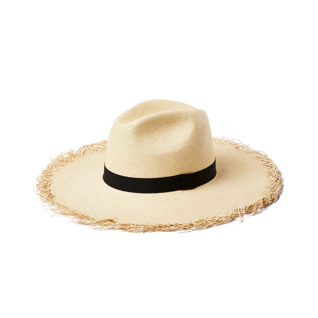 Natural Frayed Edge Wide Fedora Hat