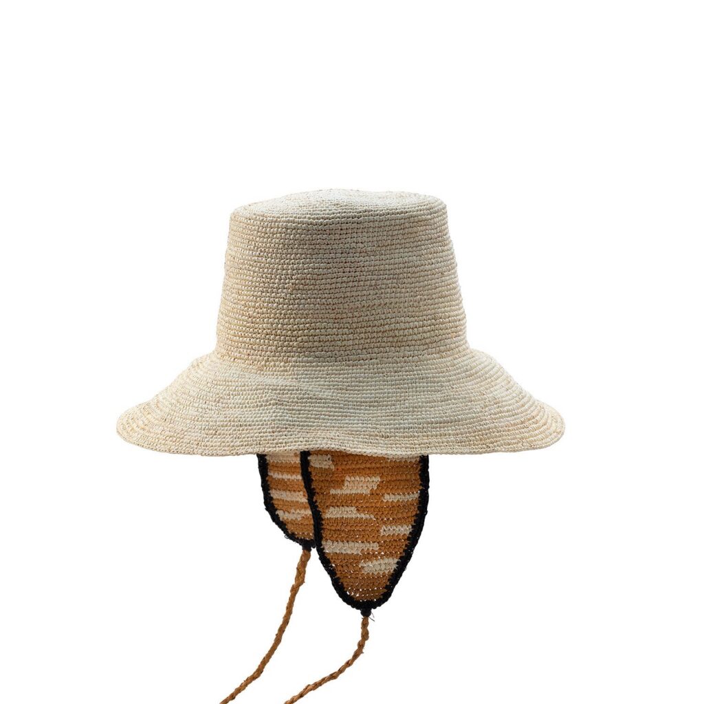 Natural Straw Brim Hat With Earflaps