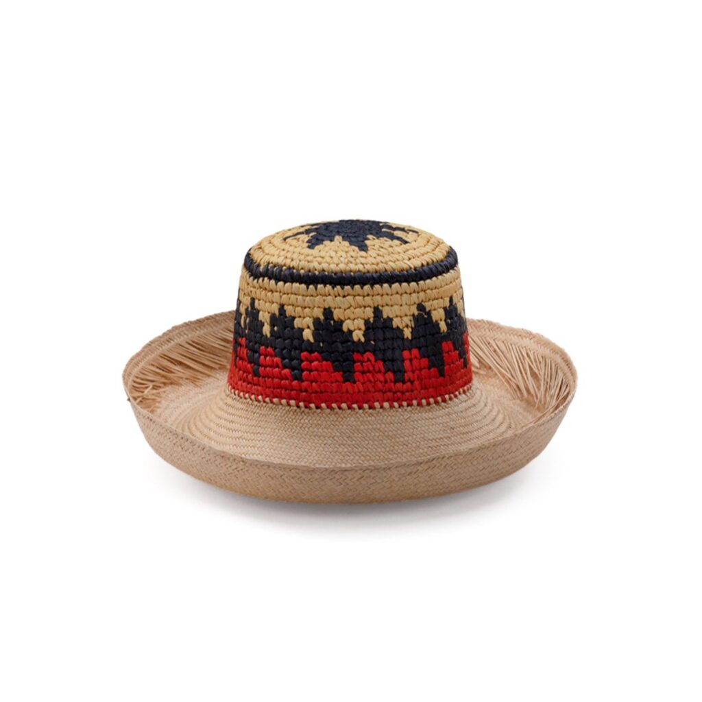 Colorful Crochet Woven Toquilla Brim Hat