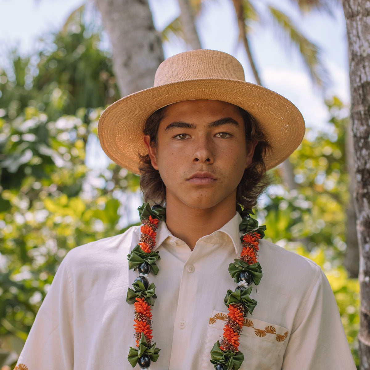 Ventilated Tan Straw Gambler Crown Hat