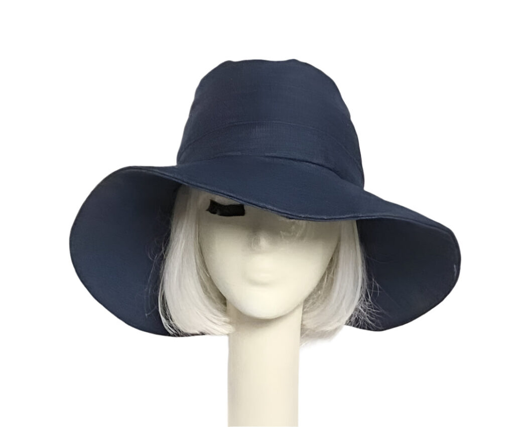 Wide Brim Denim Hat with Paneled Crown